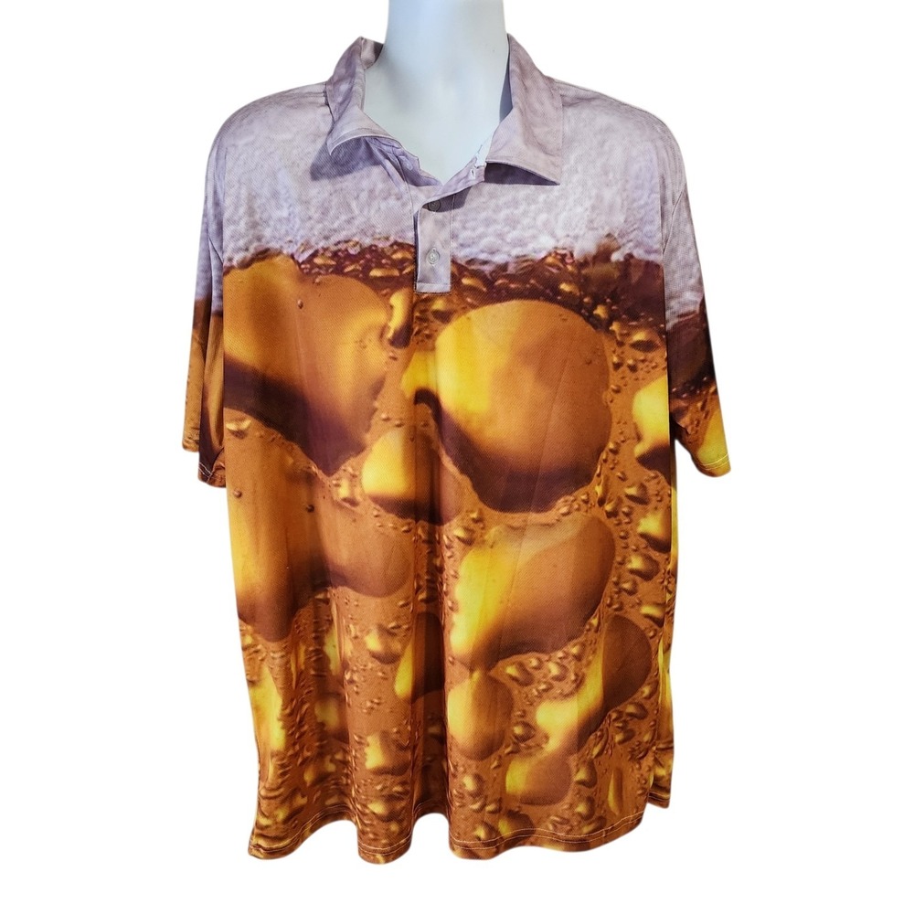 Play Loud Golf Beer & Ice Cubes All Over Print Polo Shirt Men's 2XL Performance